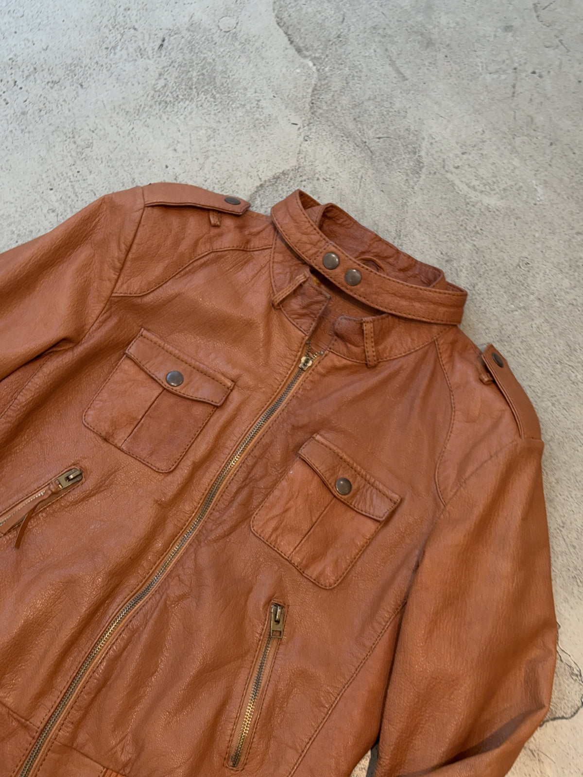 Gipsy Lady Braune Leder Jacke (L)