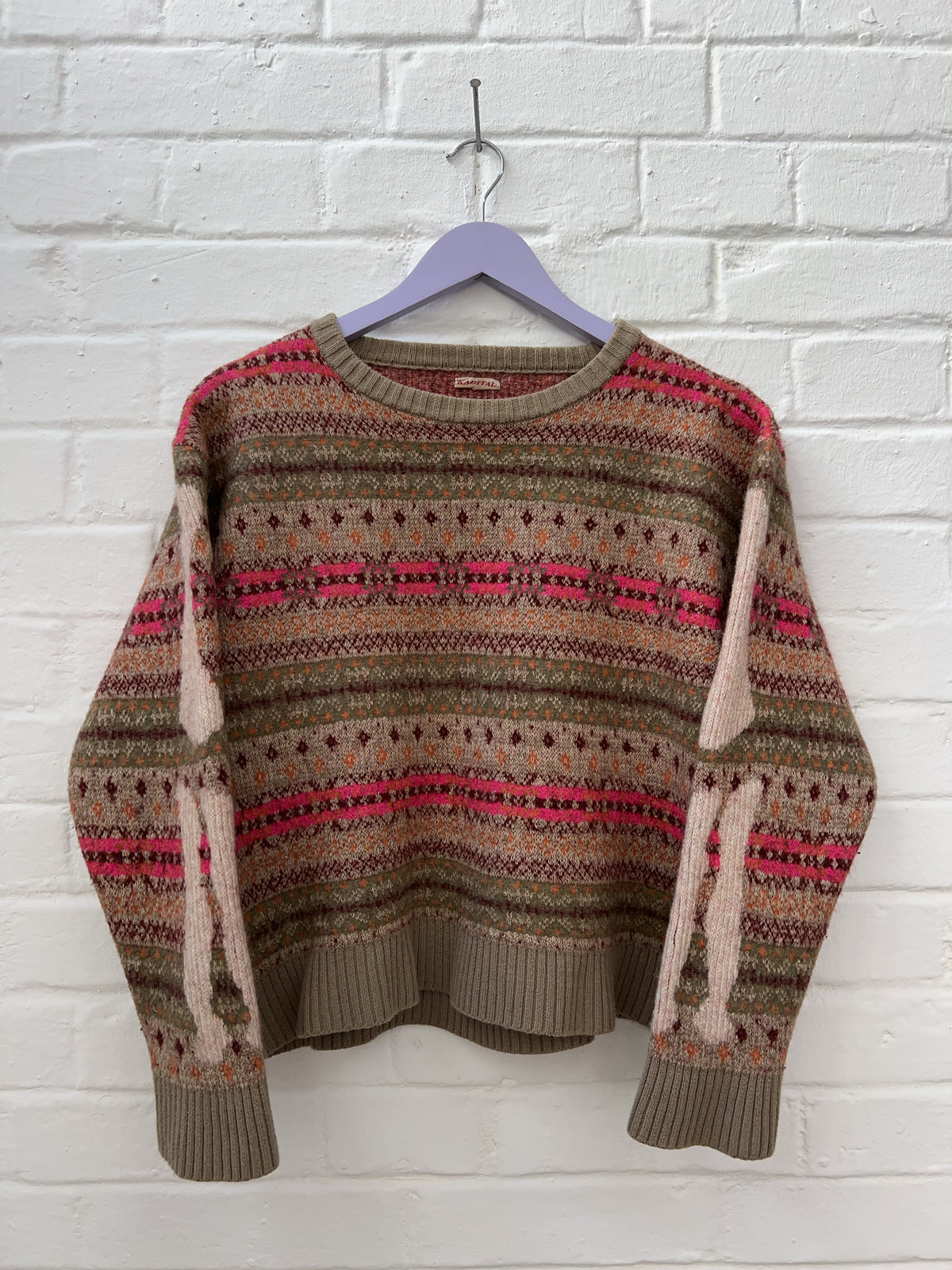 Kapital 7G Wool Bone Sweater (S) Designer Strick Pullover Vintage Store Still Thrifting