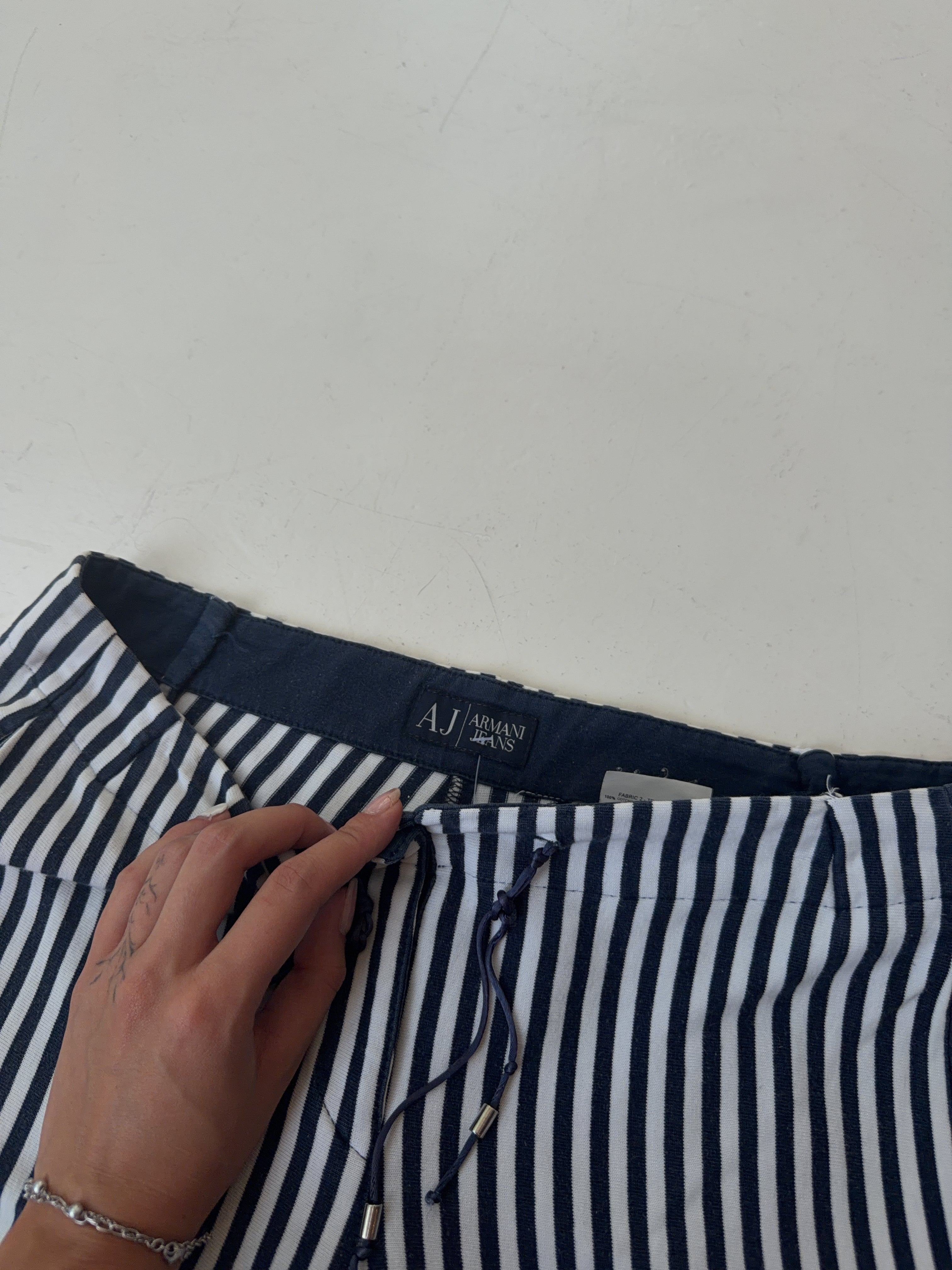 Vintage Armani Jeans Striped Shorts (S)