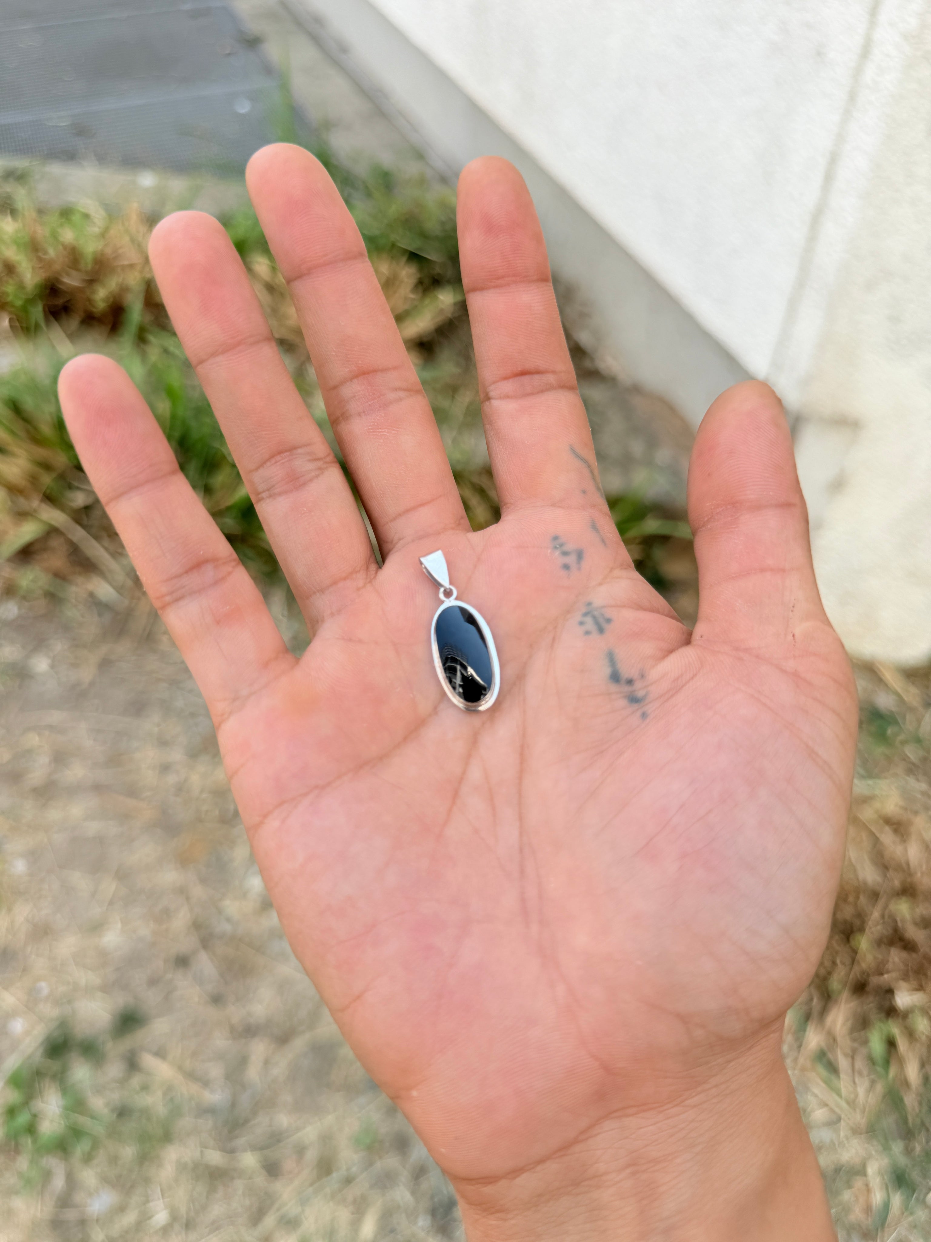 Vintage 925 Silber Anhänger mit schwarzem Onyx