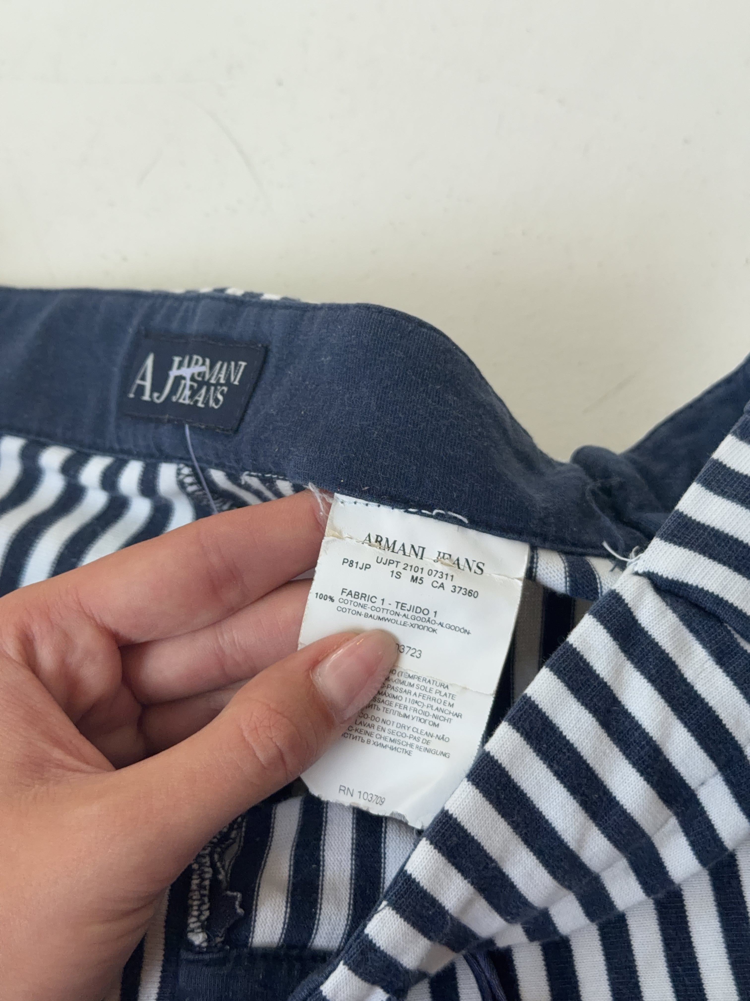 Vintage Armani Jeans Striped Shorts (S)