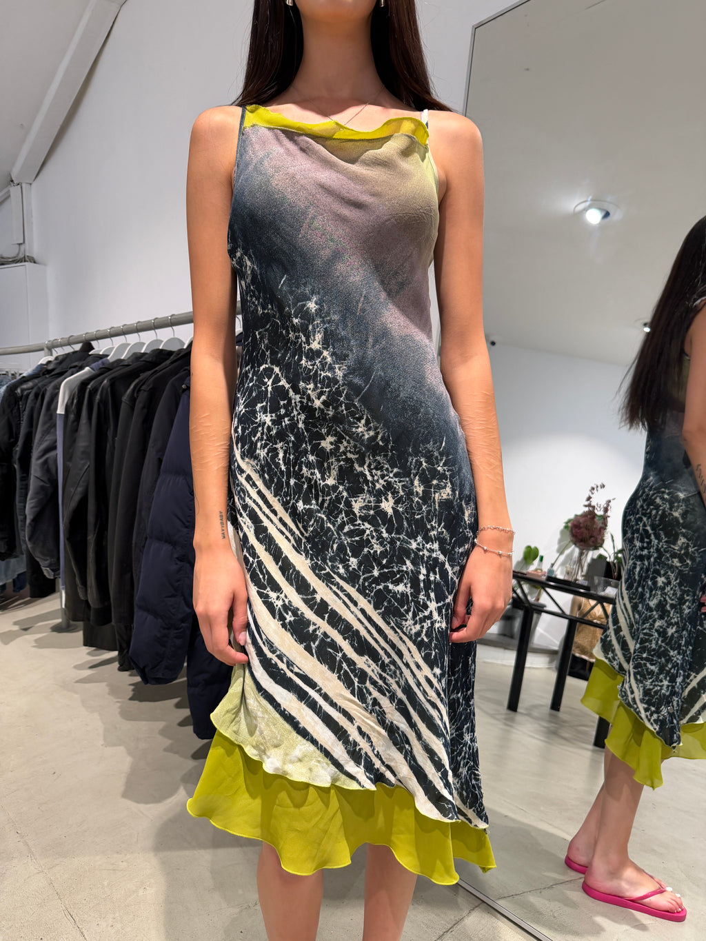 Vintage Green and Black Dress (XL)