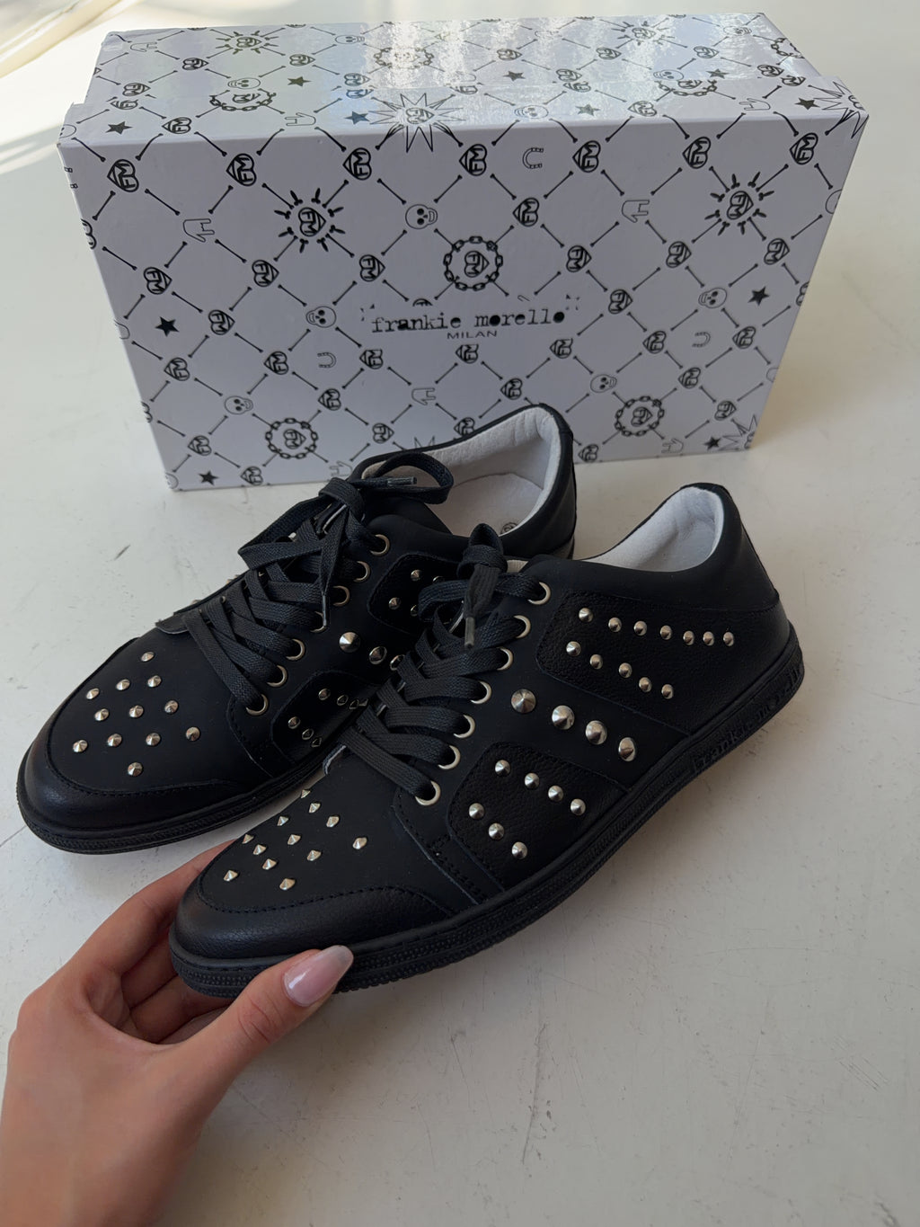 Vintage Frankie Morello Black Studded Low-top Sneaker (42)