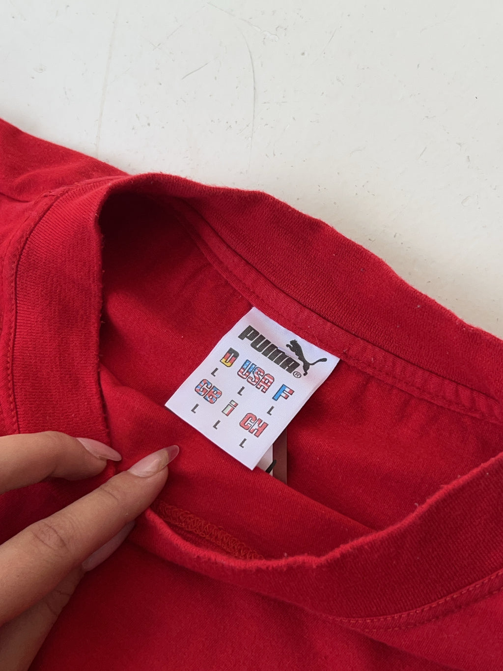 Vintage Puma Red Graphic T-Shirt (L)