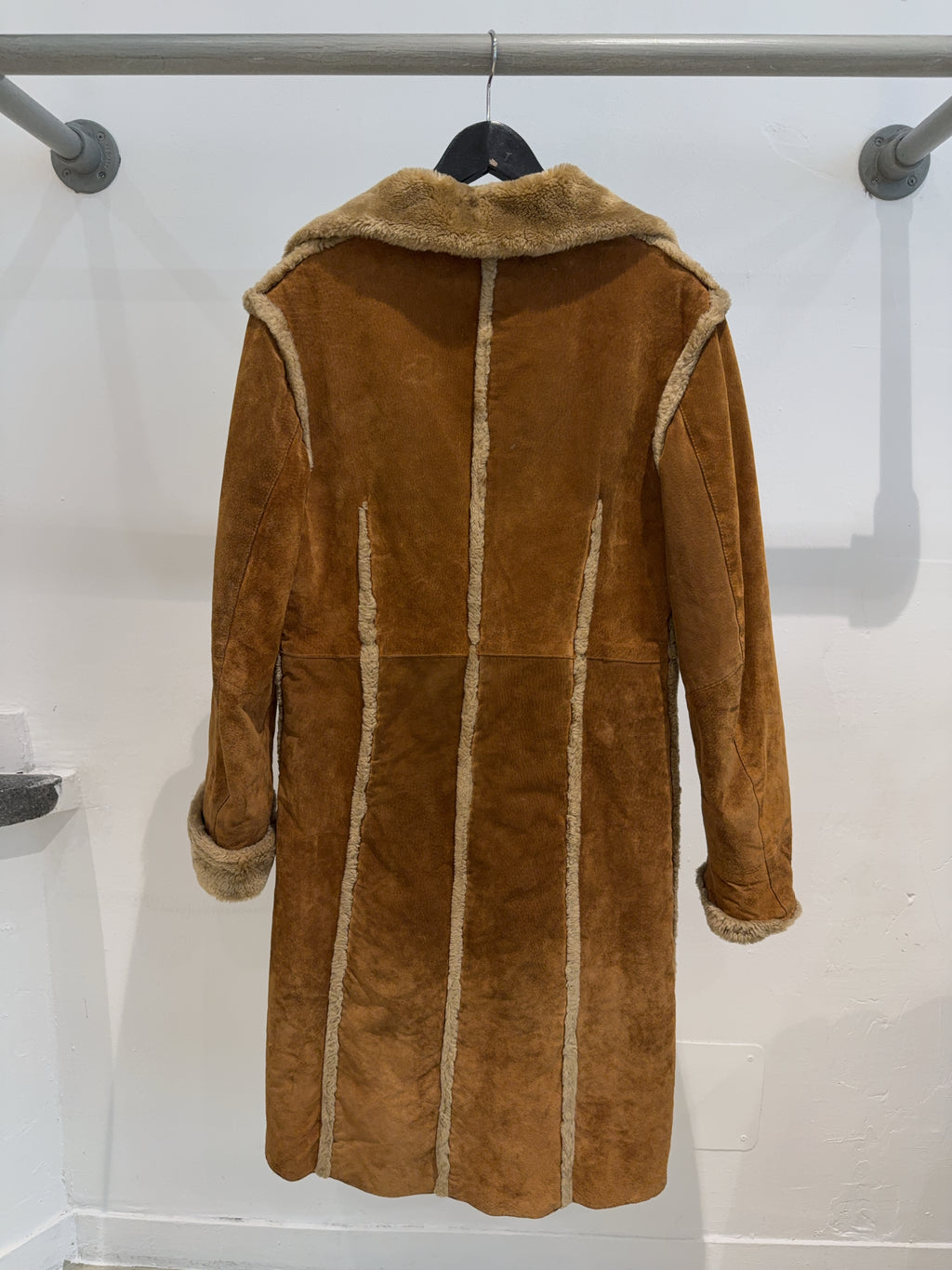 Vintage Faux Fur Leder Mantel (XL)