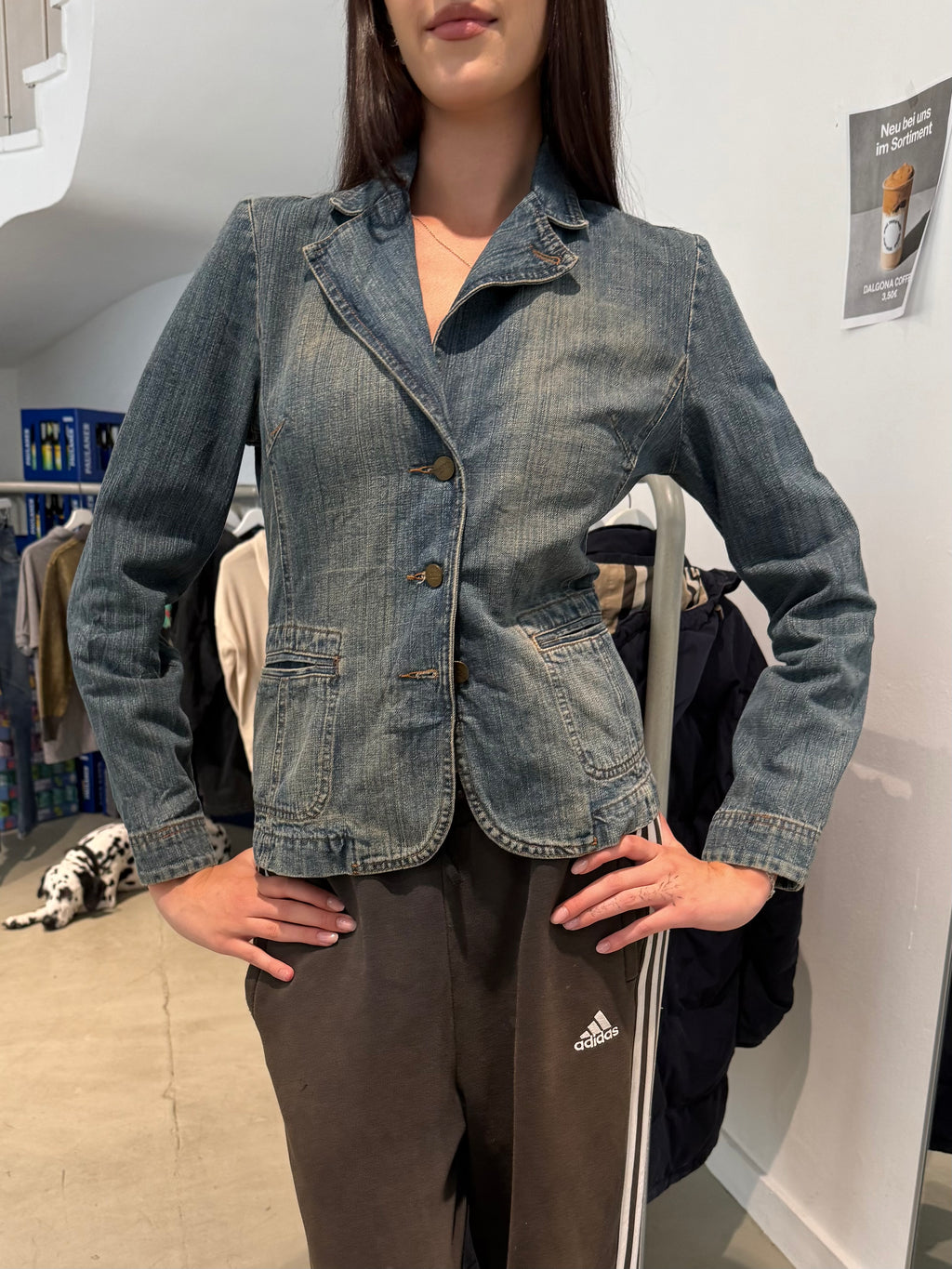 Vintage Extyn Jeansjacke für Damen. Y2K Second Hand 2000s Fashion.