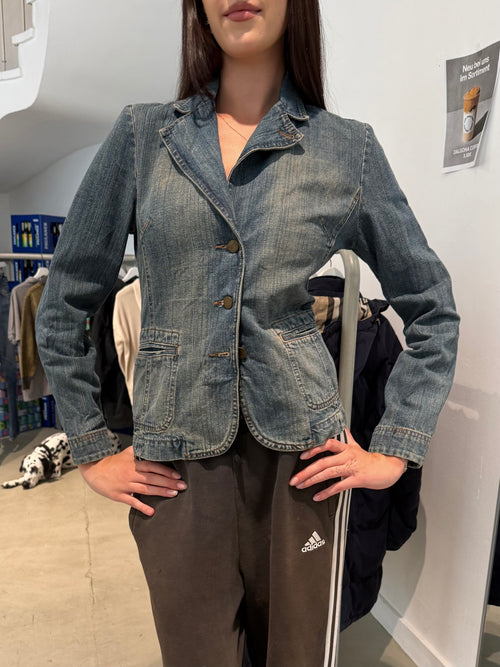 Vintage Extyn Jeansjacke für Damen. Y2K Second Hand 2000s Fashion.
