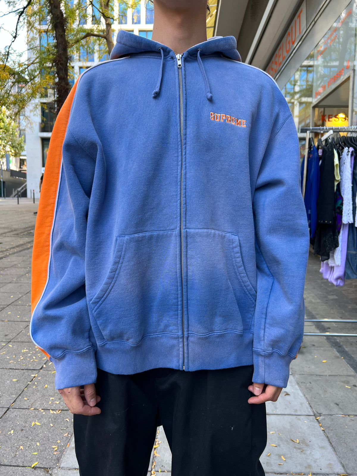 Supreme State Zip Up Hooded Sweatshirt Blau (L)