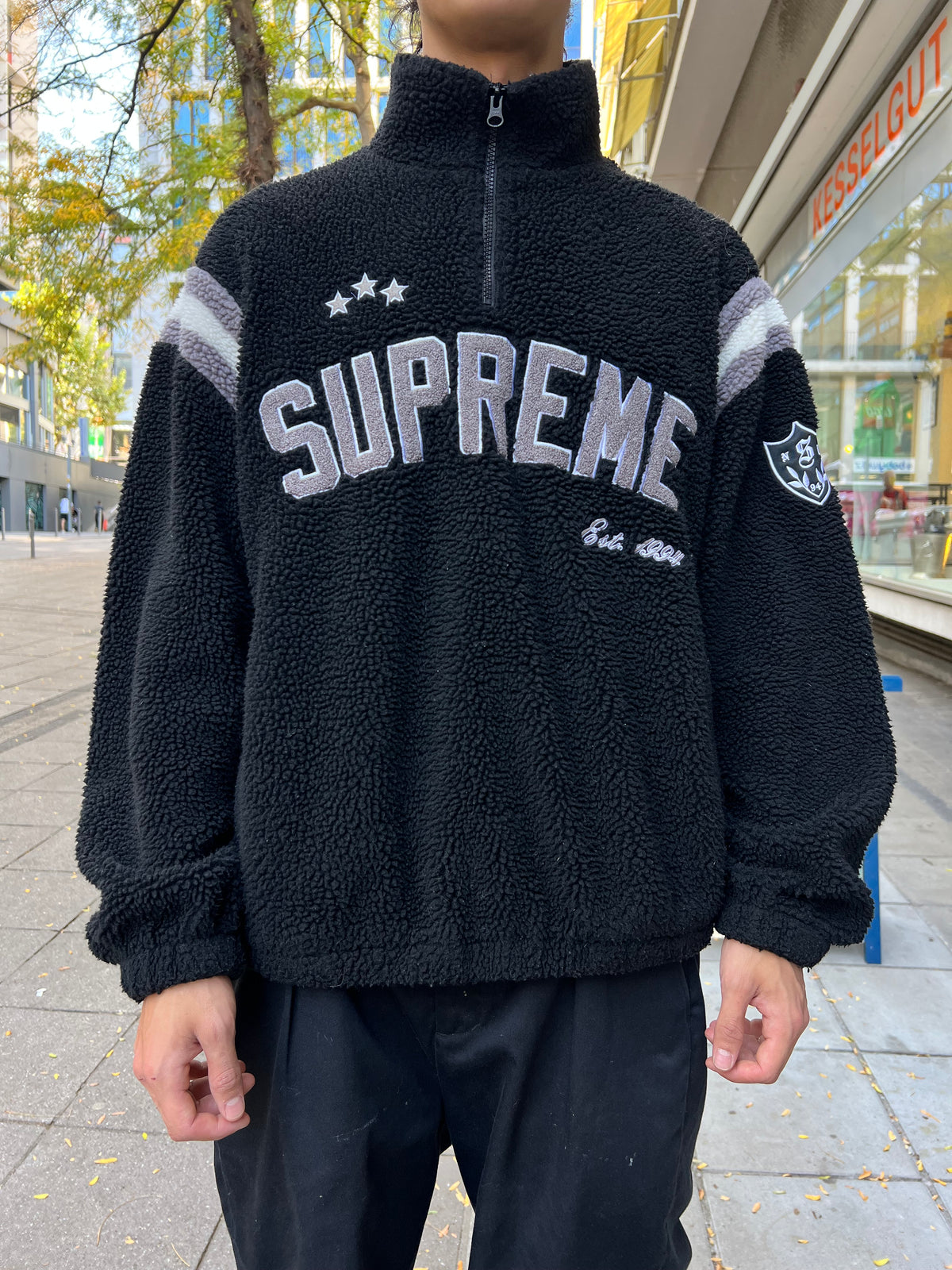 Supreme Arc Half Zip Fleece Sweater black (L) Schwarzer Fleece Pullover von Supreme Unisex 