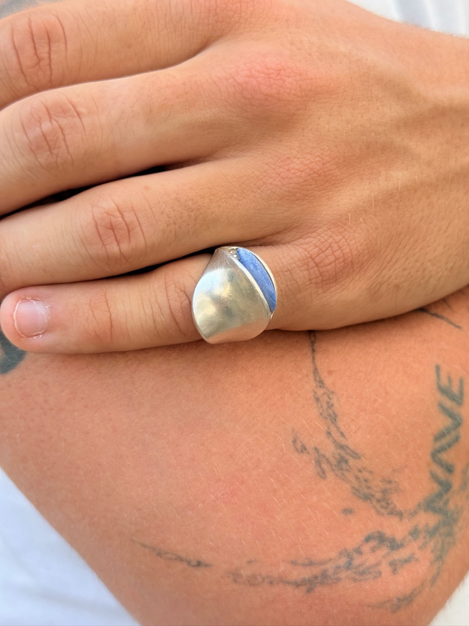 Vintage 925 Silber Ring mit Blauem Stein