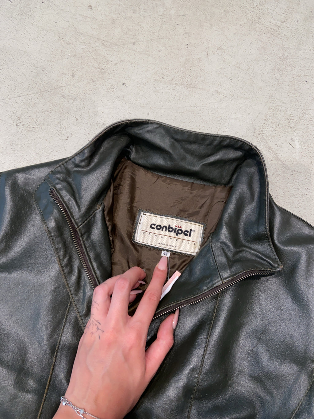 Vintage Conbipel Grüne Leder Jacke (S)