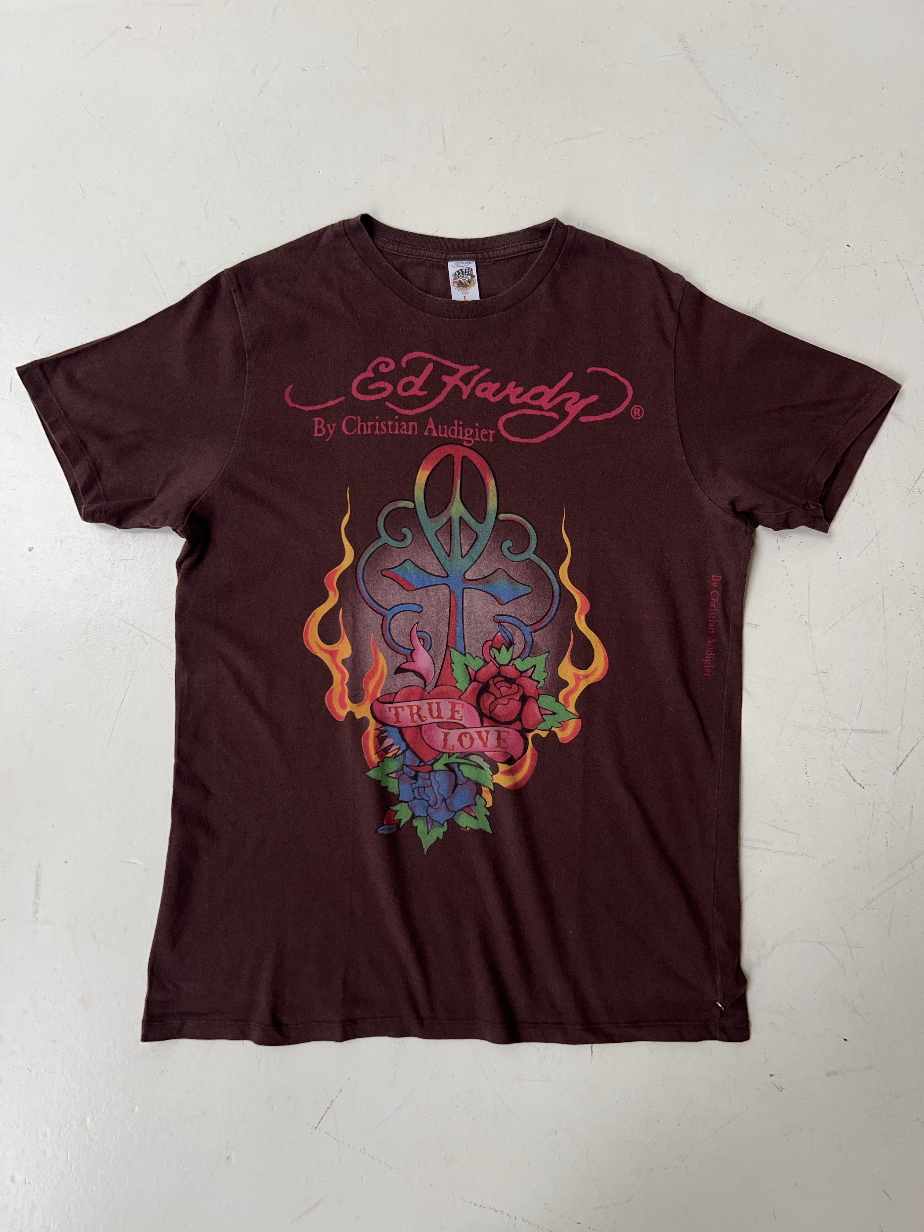 Vintage Ed Hardy Brown T-Shirt (L)