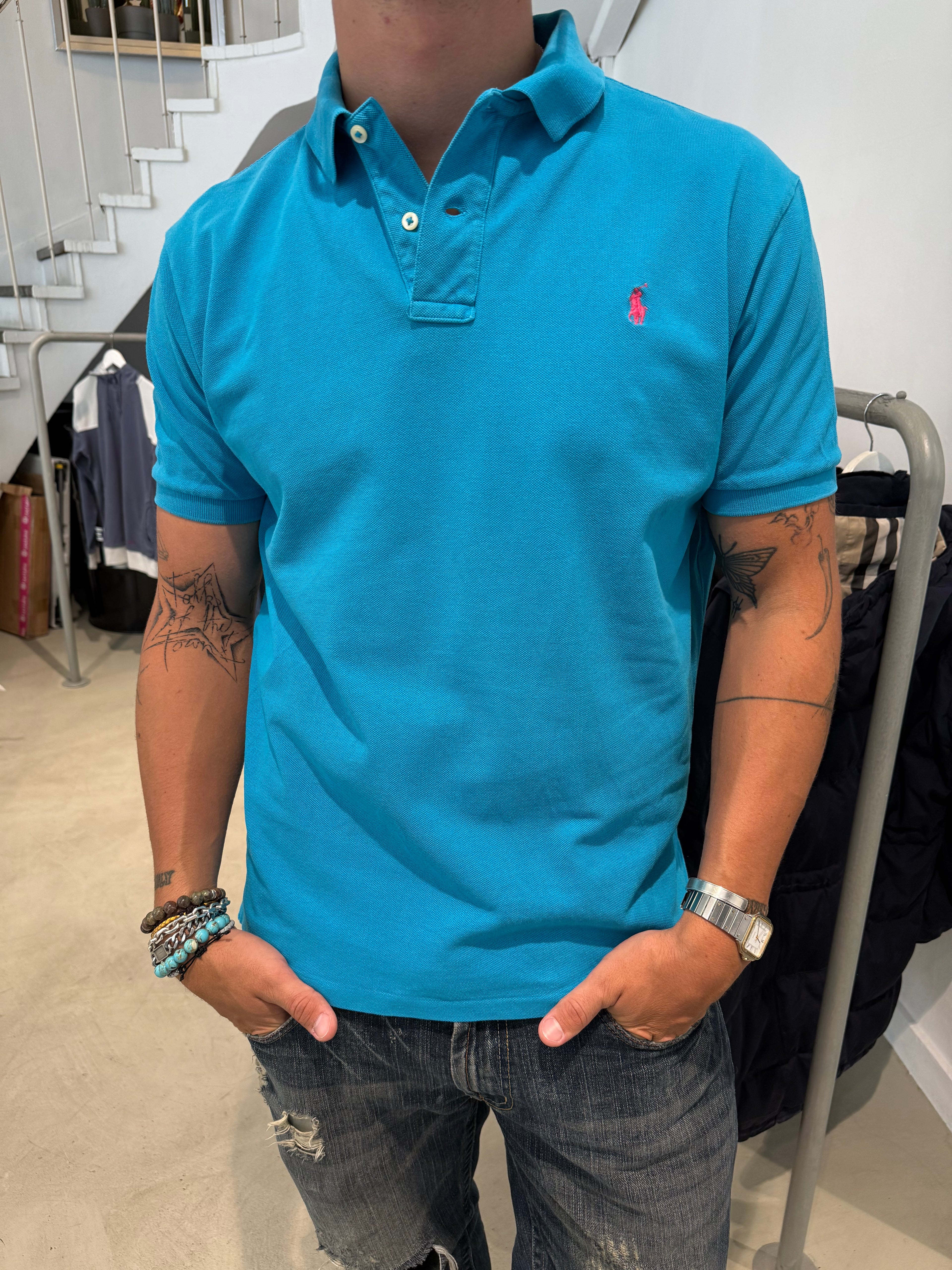 Vintage Polo Ralph Lauren Poloshirt für Herren. Y2K Second Hand 2000s Fashion.