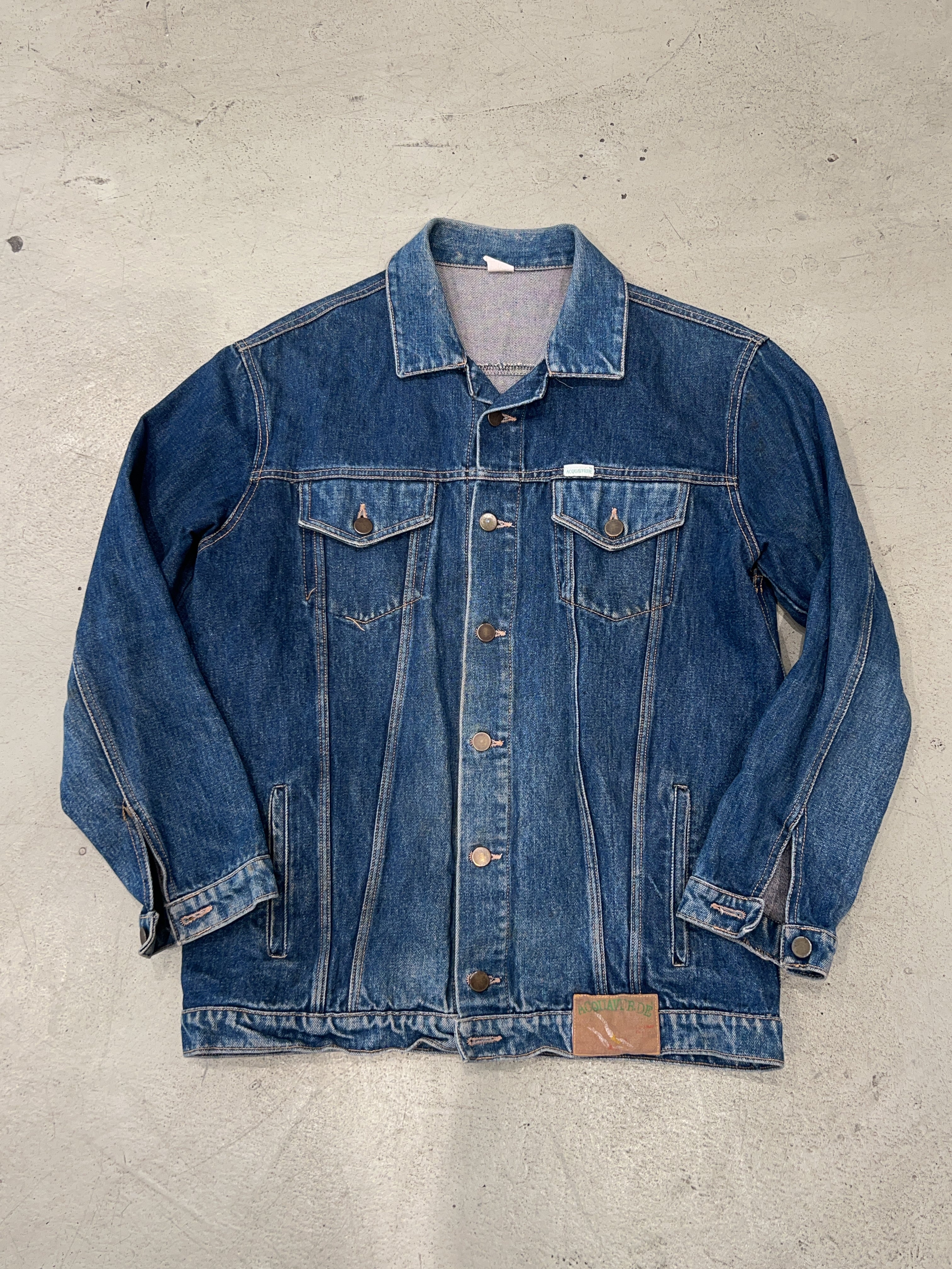 Vintage Acquavero Jeansjacke für Herren. Y2K Second Hand 2000s Fashion.