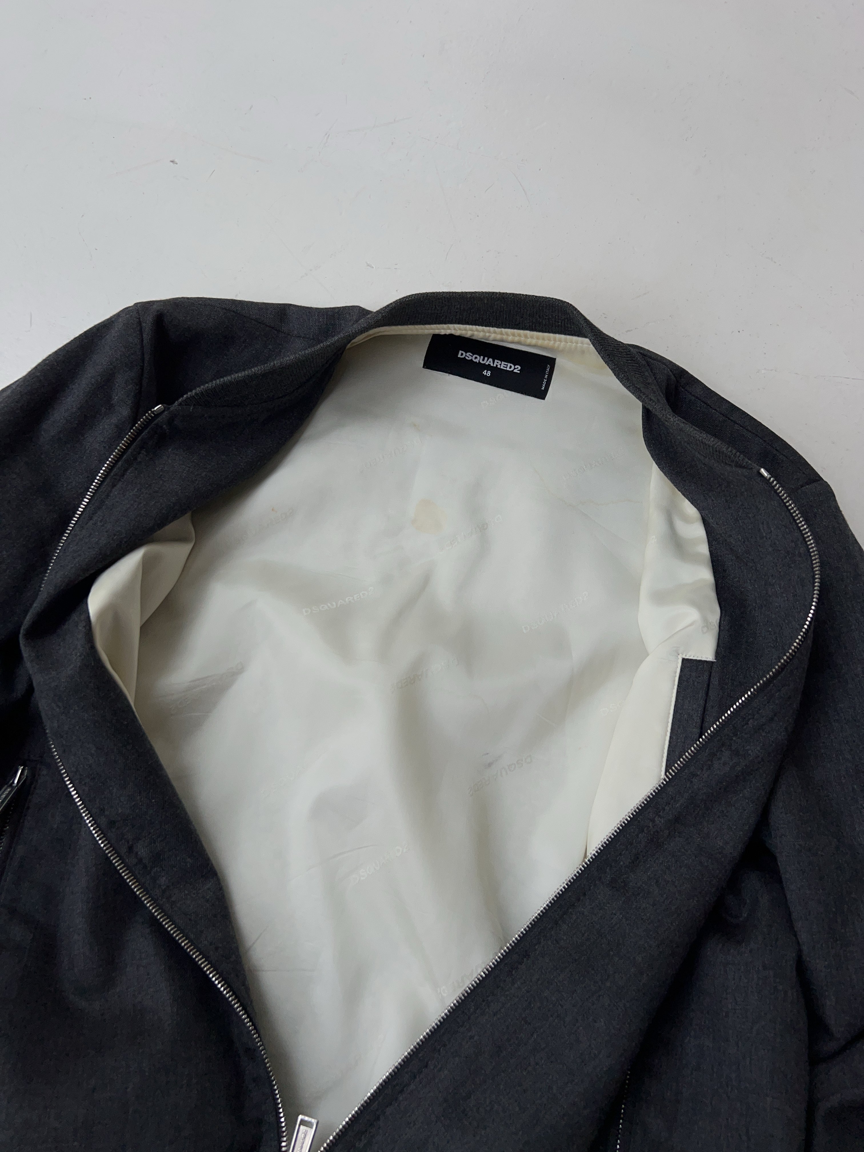 Vintage Dsquared2 Grey Satin Bomber Jacket (M/L)