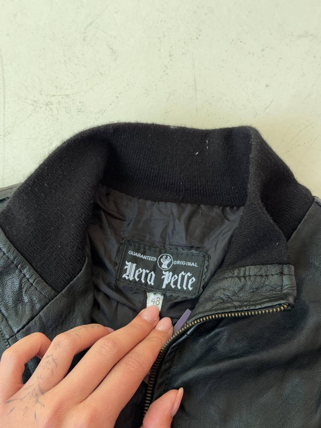 Vintage Schwarze Leder Jacke (M)