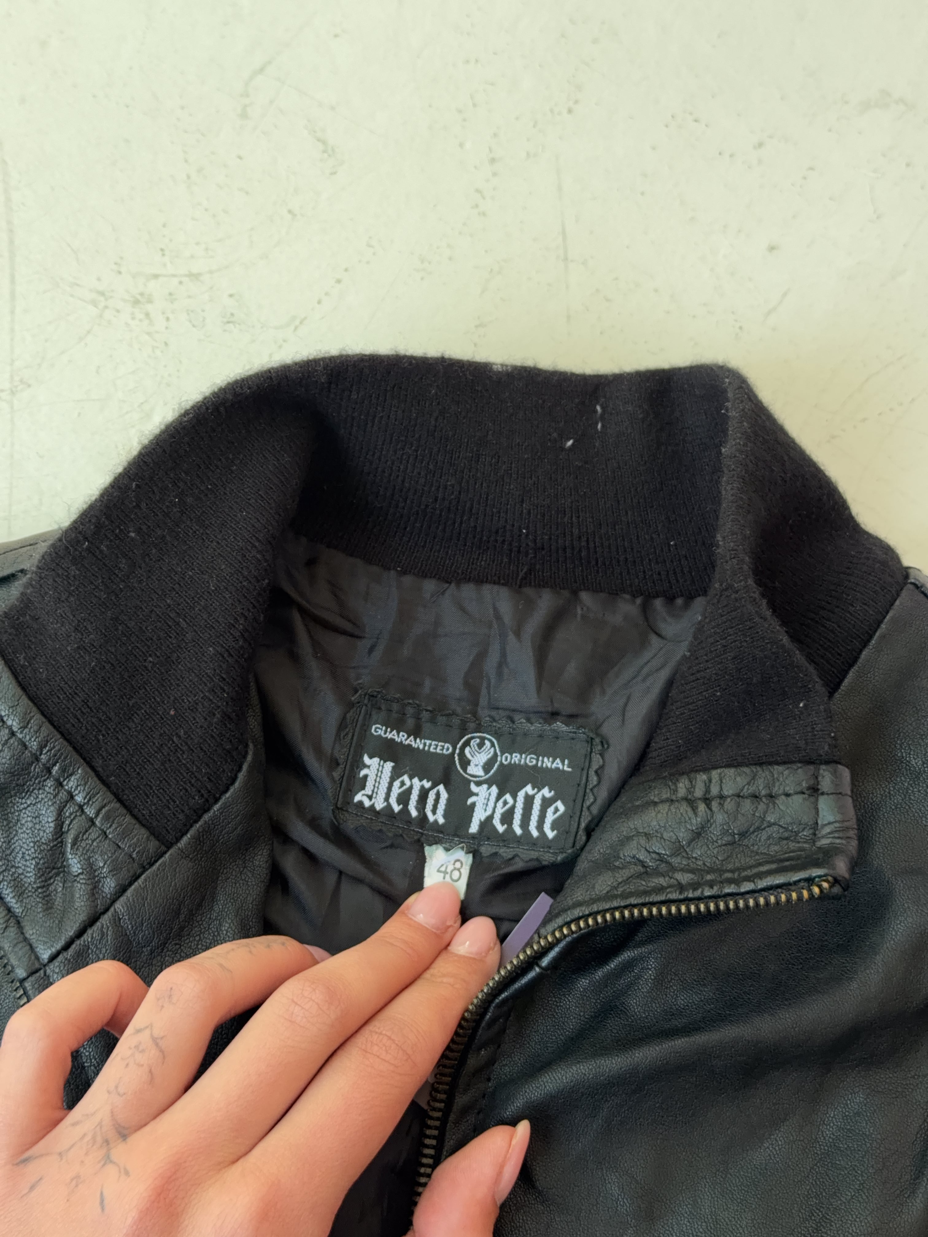 Vintage Schwarze Leder Jacke (M)