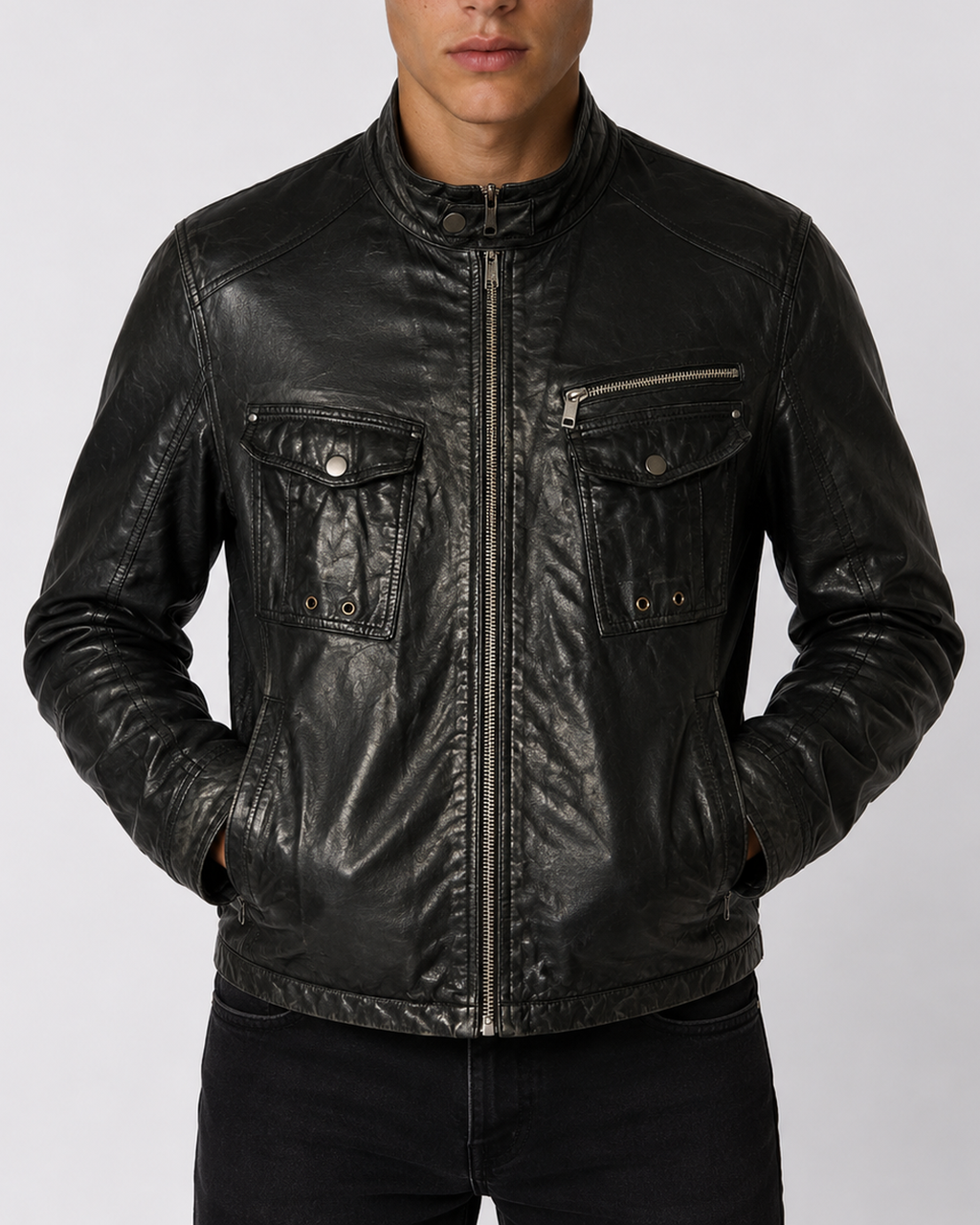 Vintage Real Lamb Leather Jacket (M)